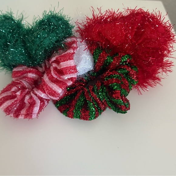 Accessories - Festive Red and Green Scrunchies Set